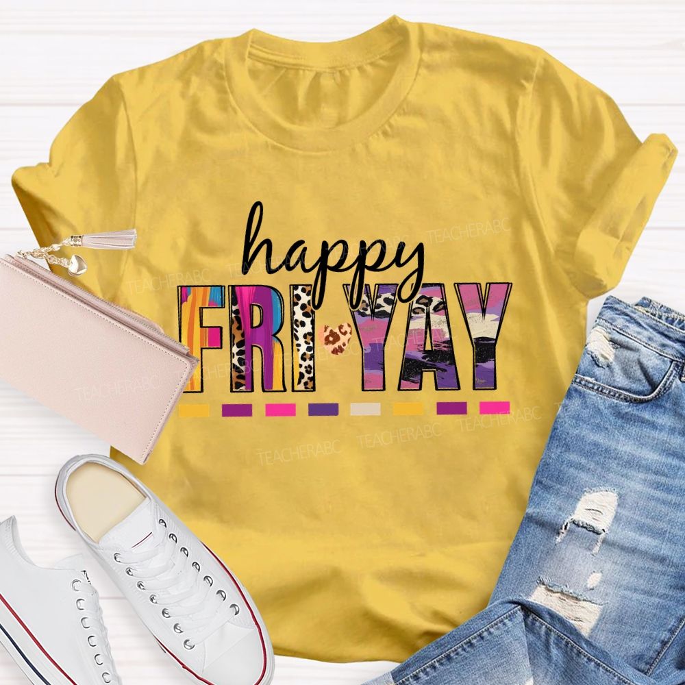 Happy Fri-Yay Leopard Teacher T-Shirt