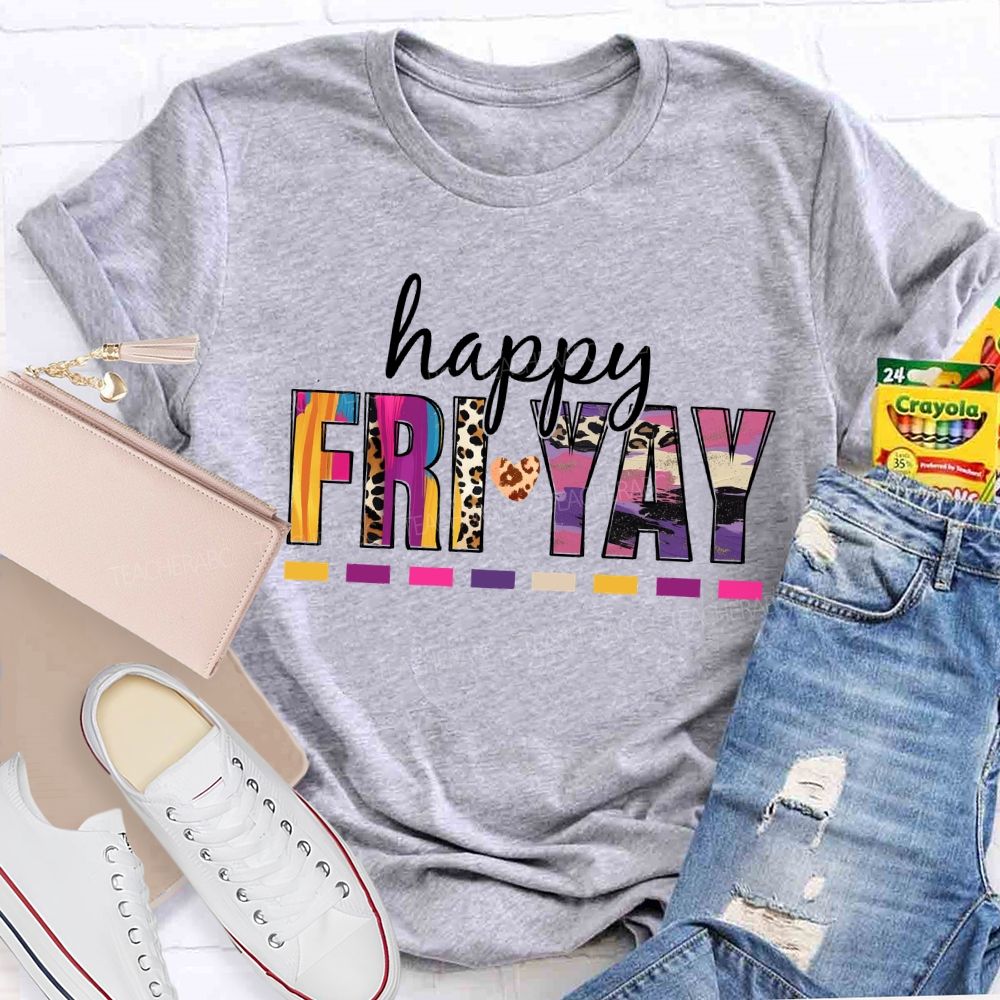 Happy Fri-Yay Leopard Teacher T-Shirt
