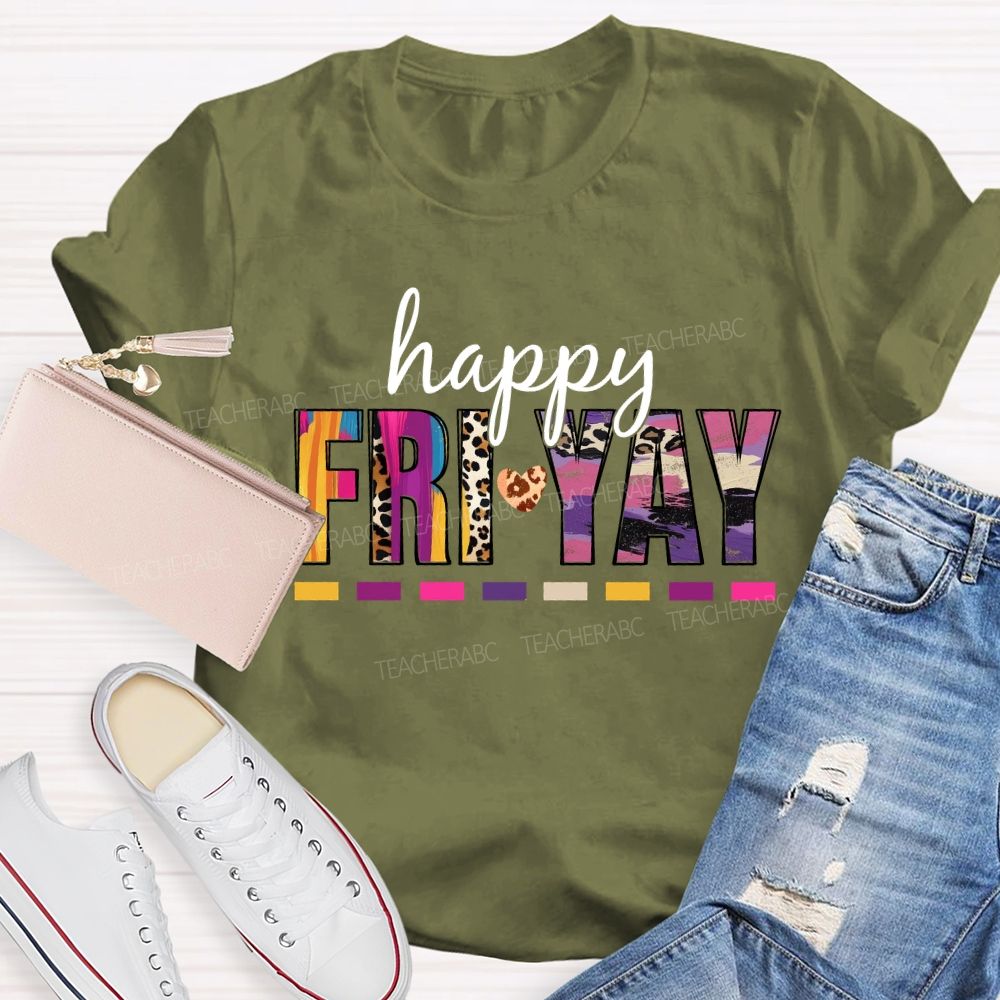 Happy Fri-Yay Leopard Teacher T-Shirt