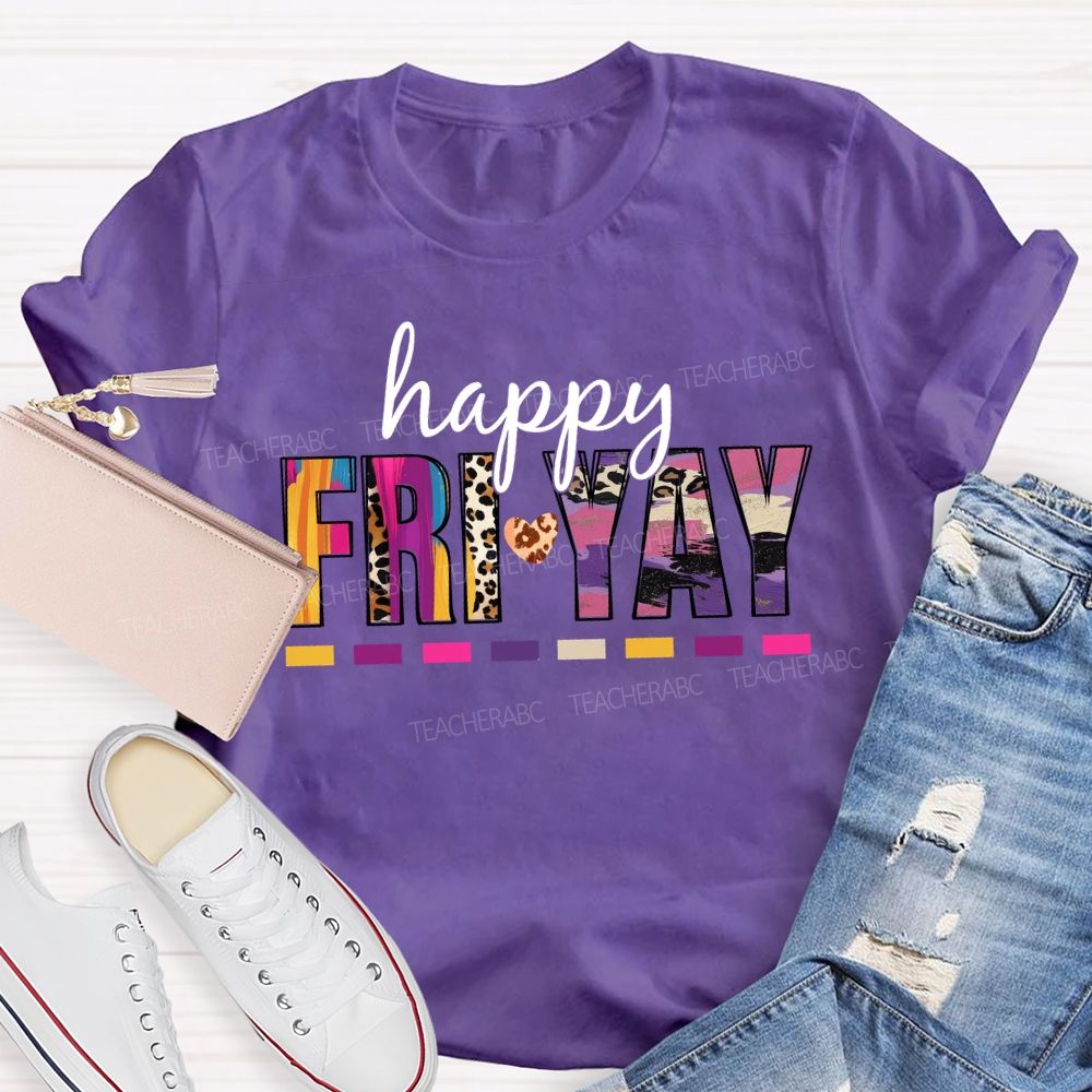 Happy Fri-Yay Leopard Teacher T-Shirt