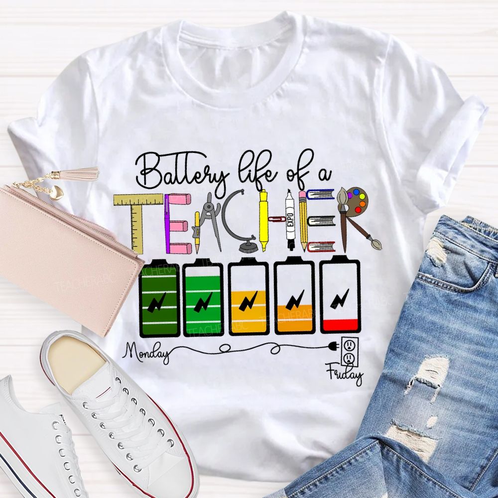 Battery Life Of A Steam Science Math Art Teacher T-shirt