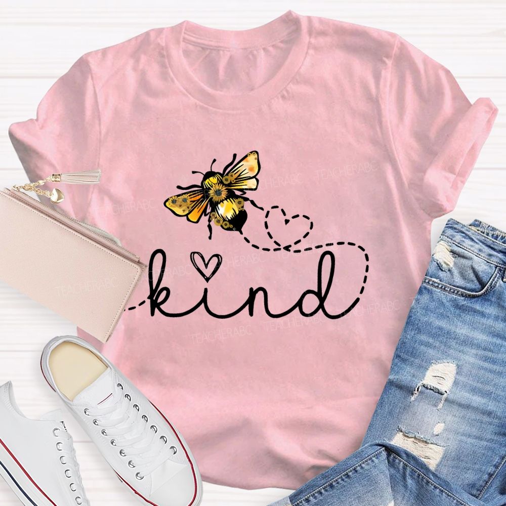 Bee Kind Pattern Letters Teacher T-shirt