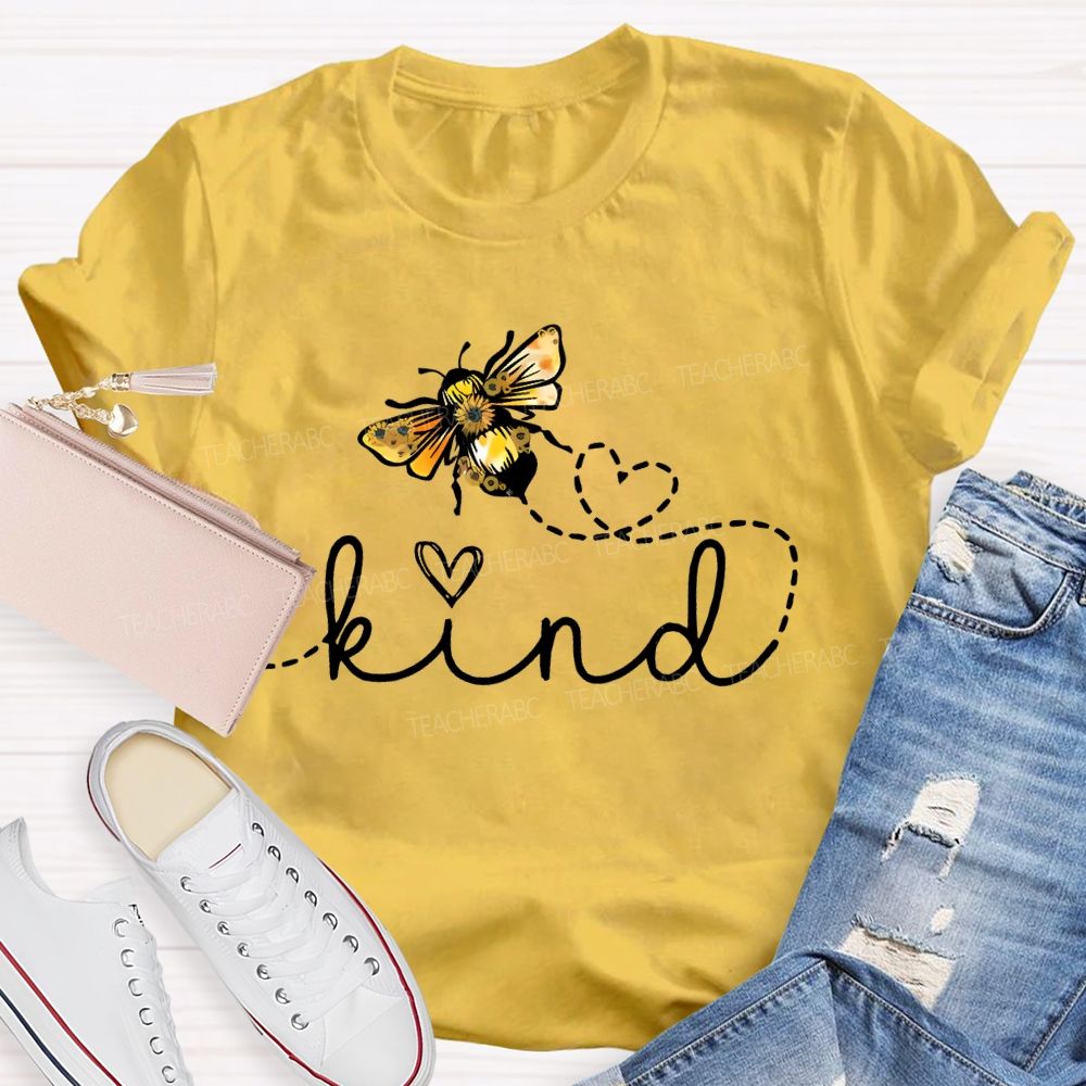 Bee Kind Pattern Letters Teacher T-shirt