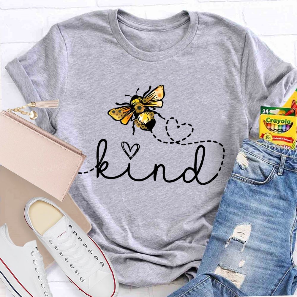 Bee Kind Pattern Letters Teacher T-shirt