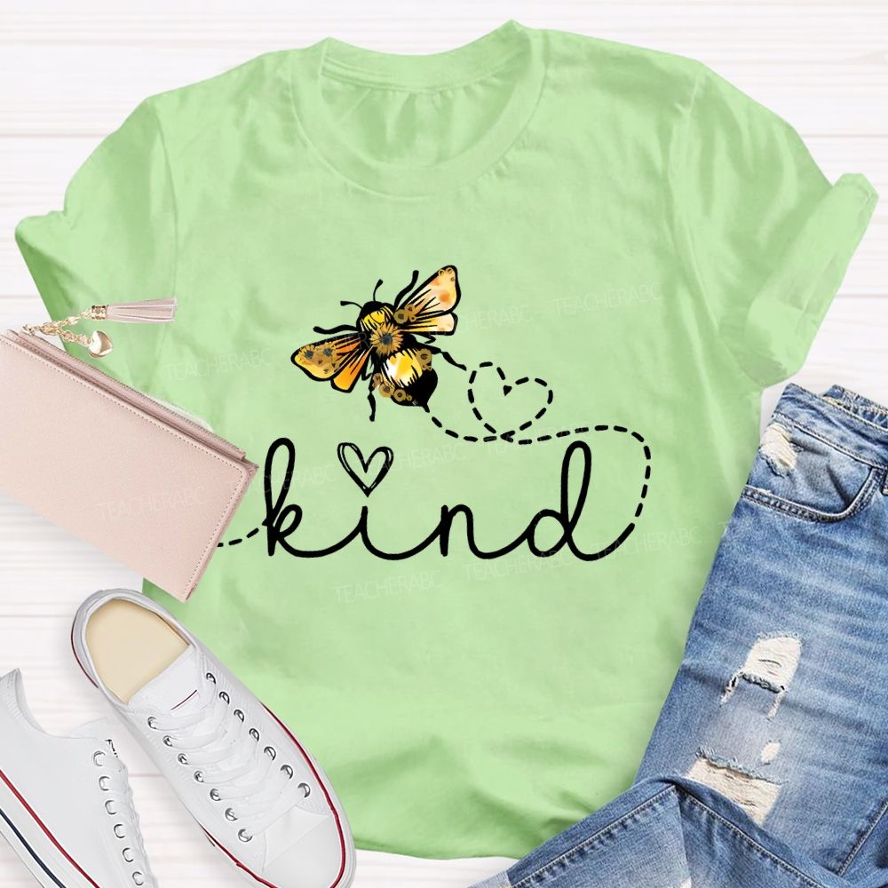 Bee Kind Pattern Letters Teacher T-shirt