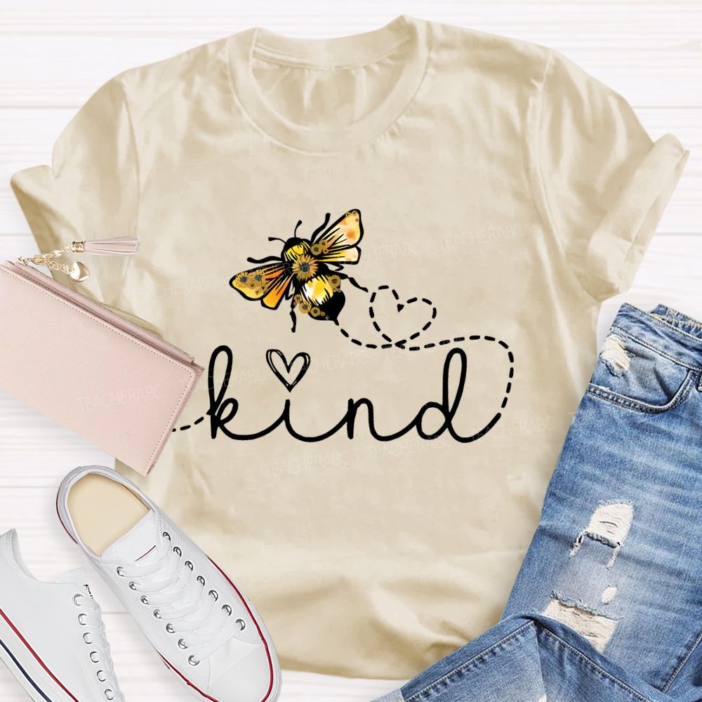 Bee Kind Pattern Letters Teacher T-shirt