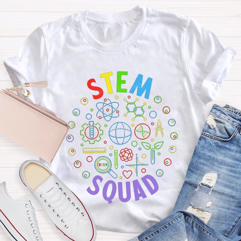Stem Squad Color Science Experiment Equipment Teacher T-shirt