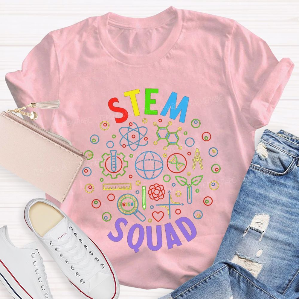 Stem Squad Color Science Experiment Equipment Teacher T-shirt