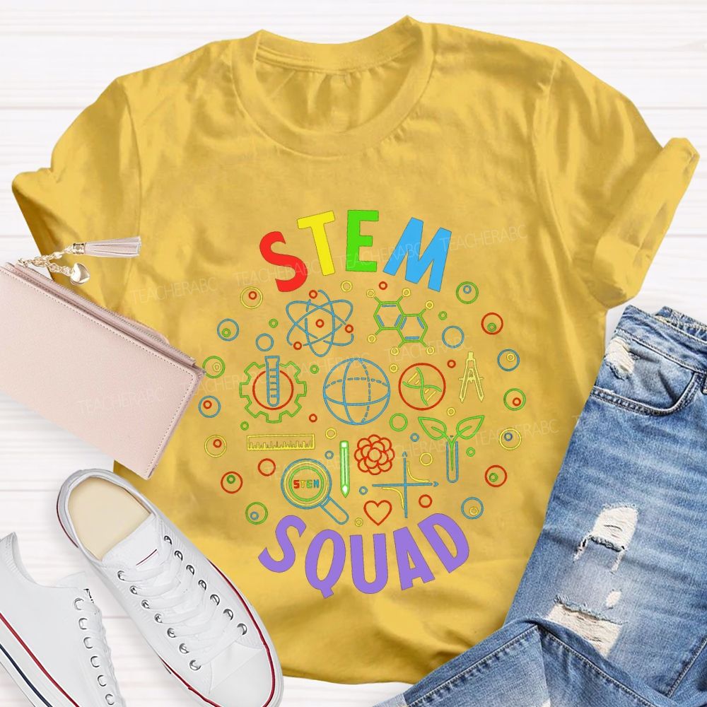 Stem Squad Color Science Experiment Equipment Teacher T-shirt