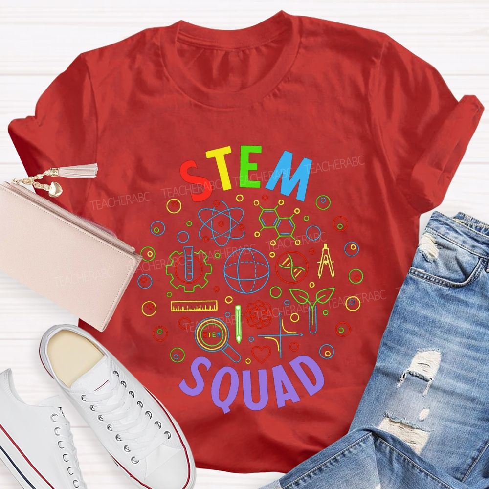 Stem Squad Color Science Experiment Equipment Teacher T-shirt