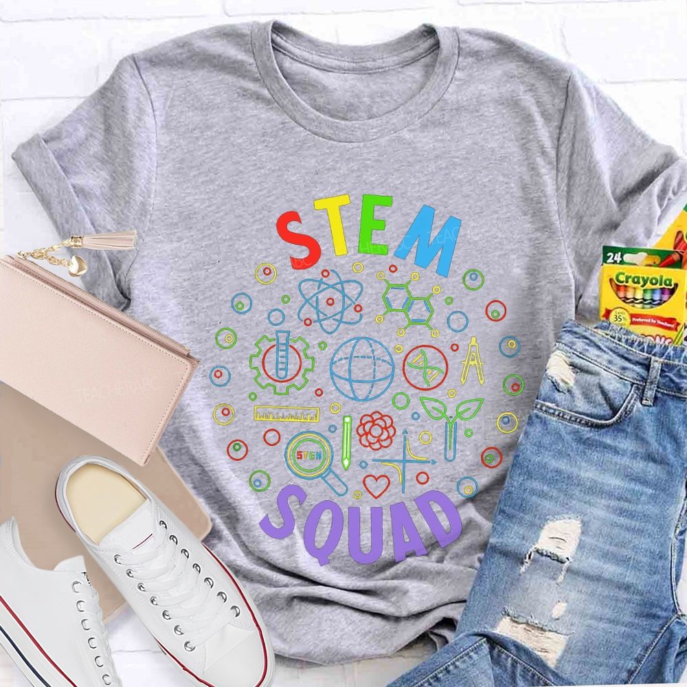 Stem Squad Color Science Experiment Equipment Teacher T-shirt