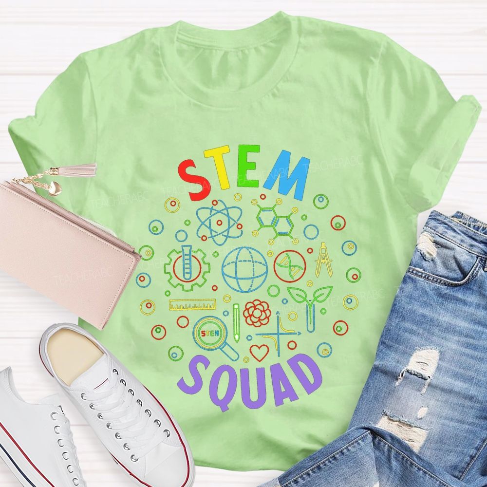 Stem Squad Color Science Experiment Equipment Teacher T-shirt