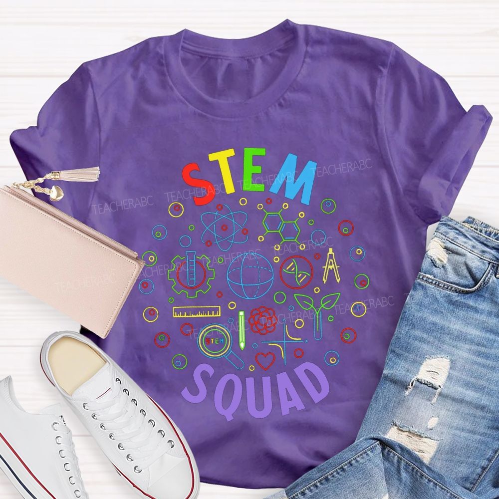 Stem Squad Color Science Experiment Equipment Teacher T-shirt
