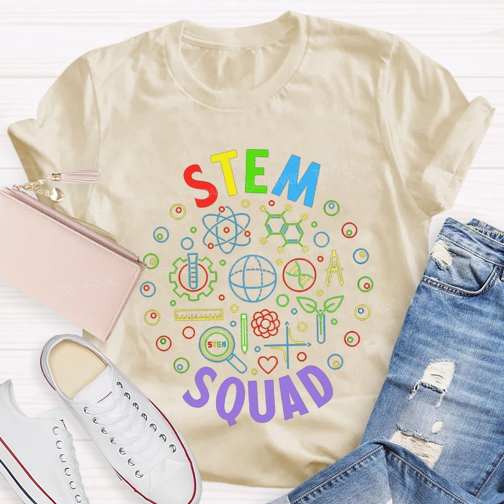 Stem Squad Color Science Experiment Equipment Teacher T-shirt