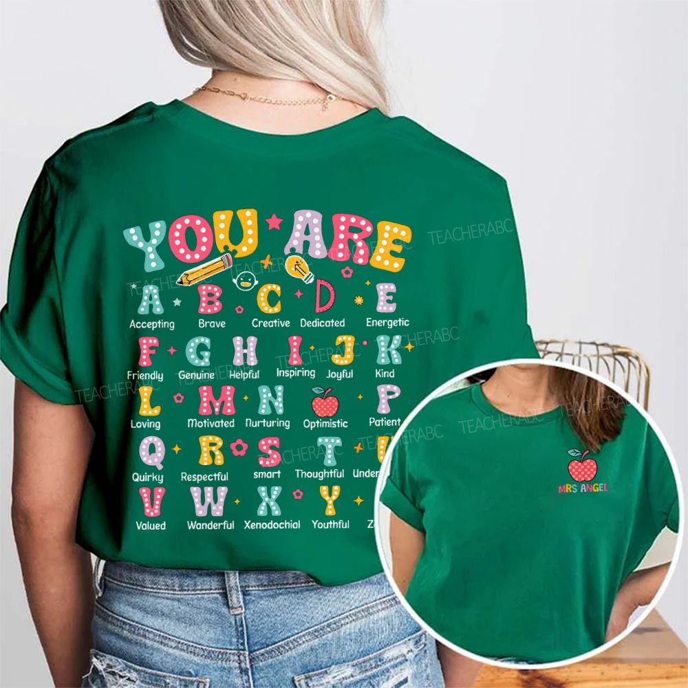 Personalized Name You Are Accepting Brave Creative Dedicated Colored Fonts Double Printed T-shirt