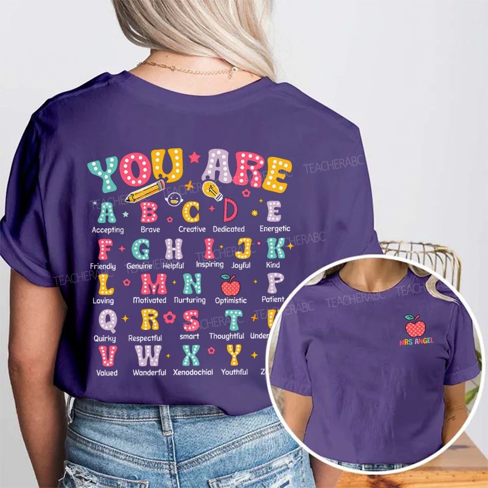 Personalized Name You Are Accepting Brave Creative Dedicated Colored Fonts Double Printed T-shirt