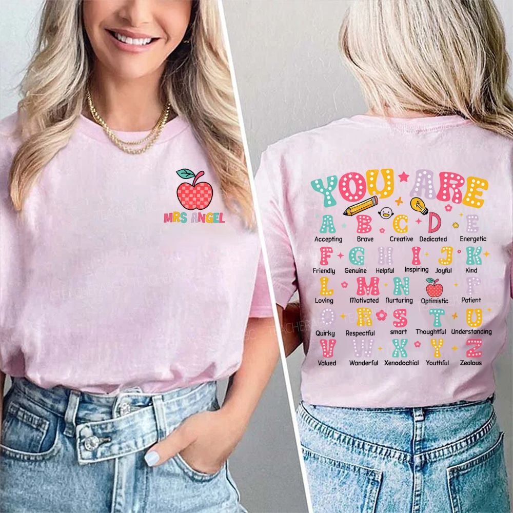 Personalized Name You Are Accepting Brave Creative Dedicated Colored Fonts Double Printed T-shirt