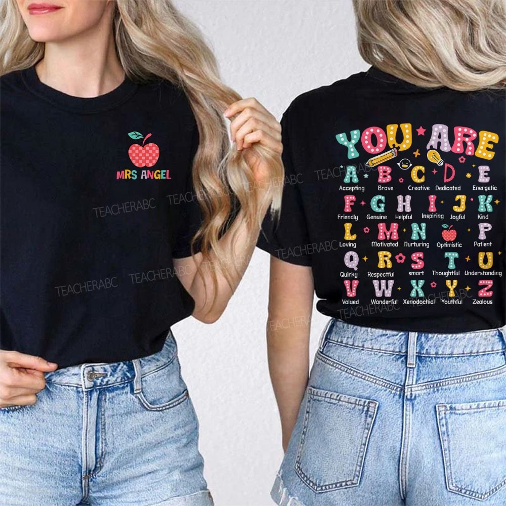 Personalized Name You Are Accepting Brave Creative Dedicated Colored Fonts Double Printed T-shirt