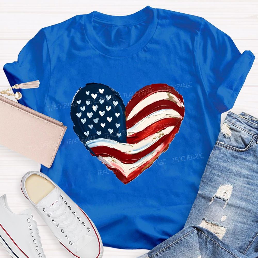 Love Our Country With Heart Teacher T-Shirt