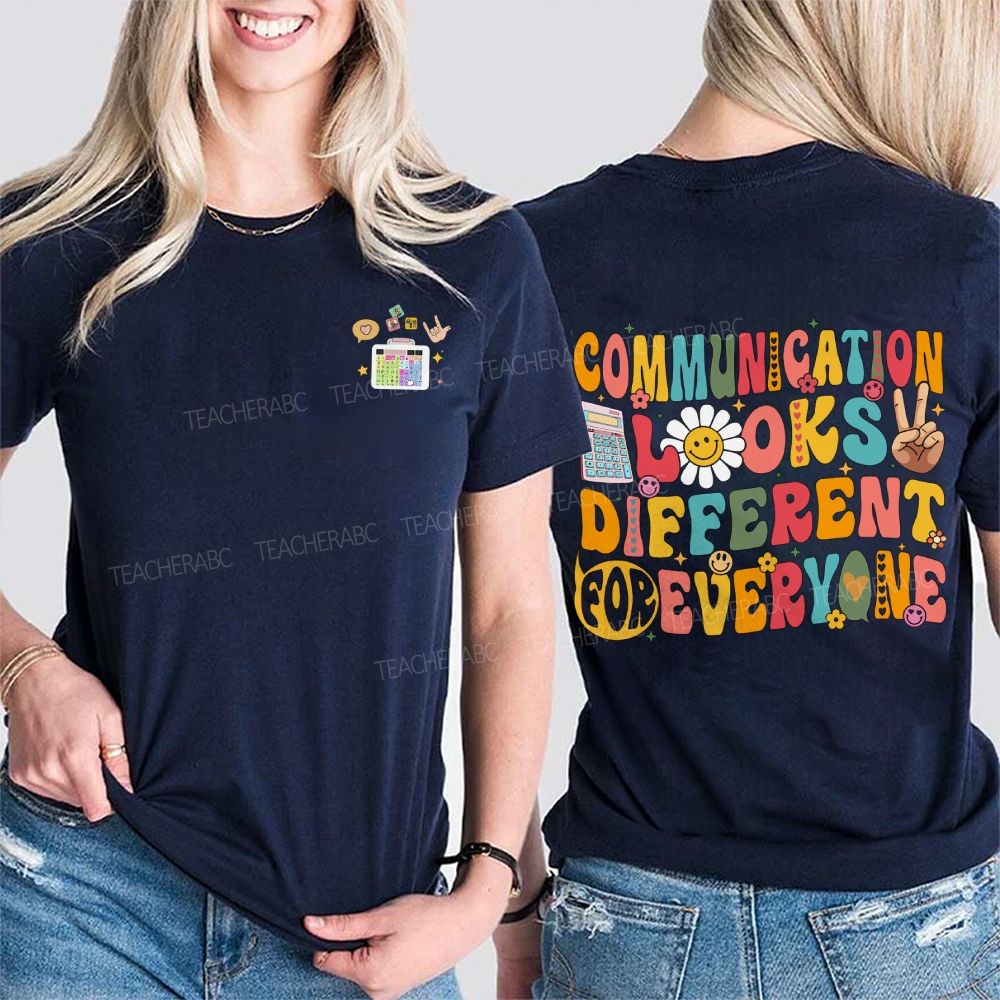 Personalized Name Communication Looks Different Everyone Double Printed T-shirt