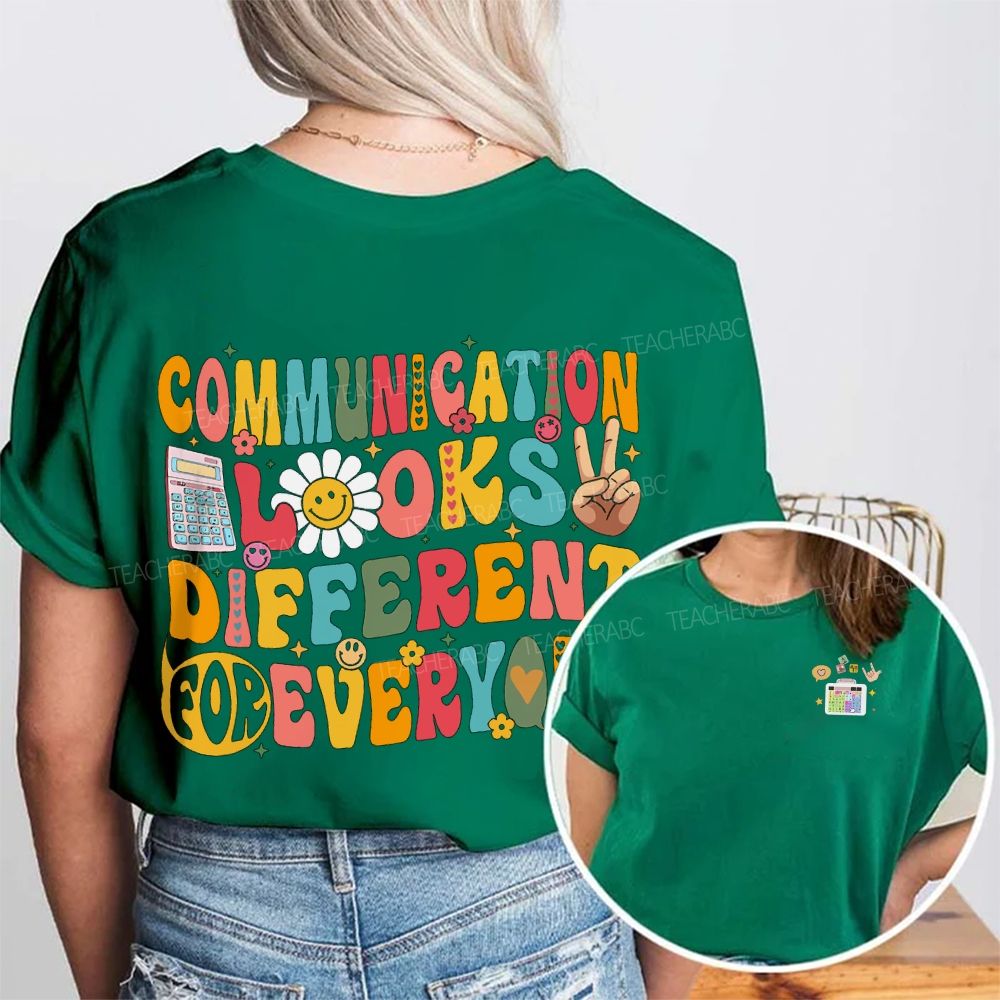 Personalized Name Communication Looks Different Everyone Double Printed T-shirt