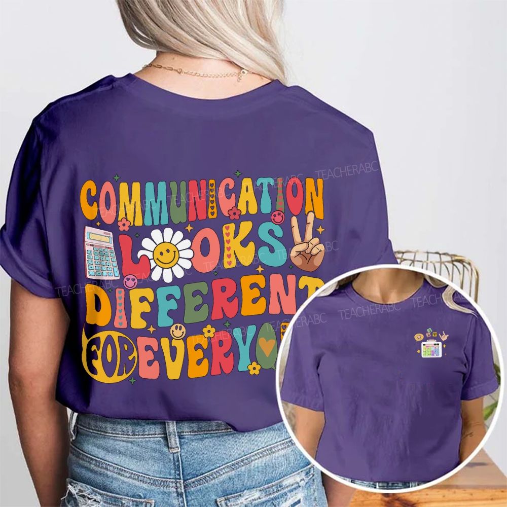 Personalized Name Communication Looks Different Everyone Double Printed T-shirt
