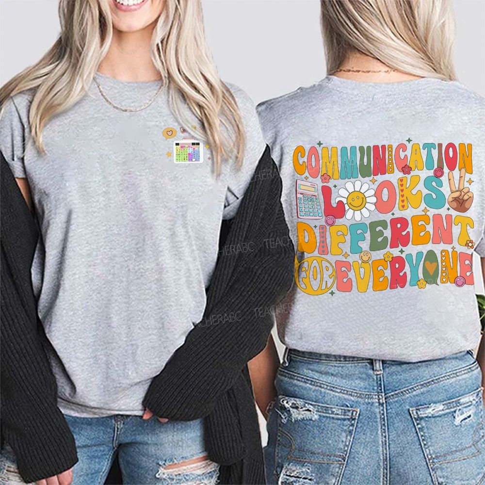 Personalized Name Communication Looks Different Everyone Double Printed T-shirt