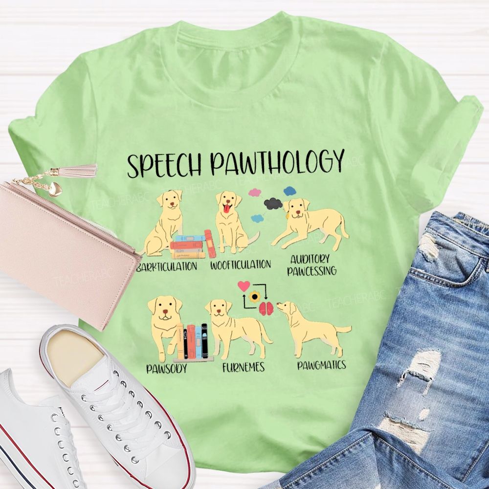 Speech Pawthology Barkticulation Woofticulation Auditory Pawctssing Teacher T-shirt