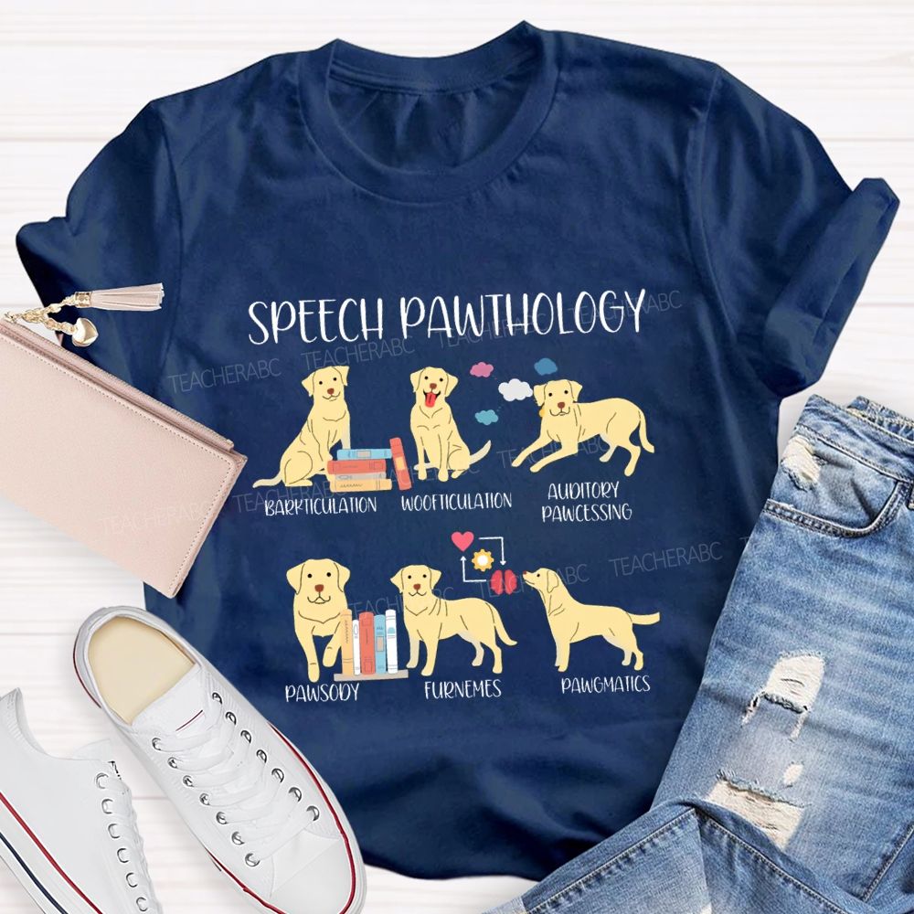 Speech Pawthology Barkticulation Woofticulation Auditory Pawctssing Teacher T-shirt