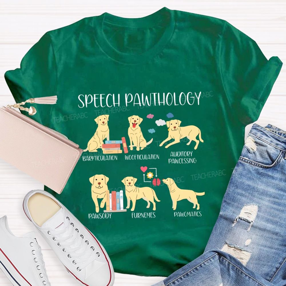 Speech Pawthology Barkticulation Woofticulation Auditory Pawctssing Teacher T-shirt