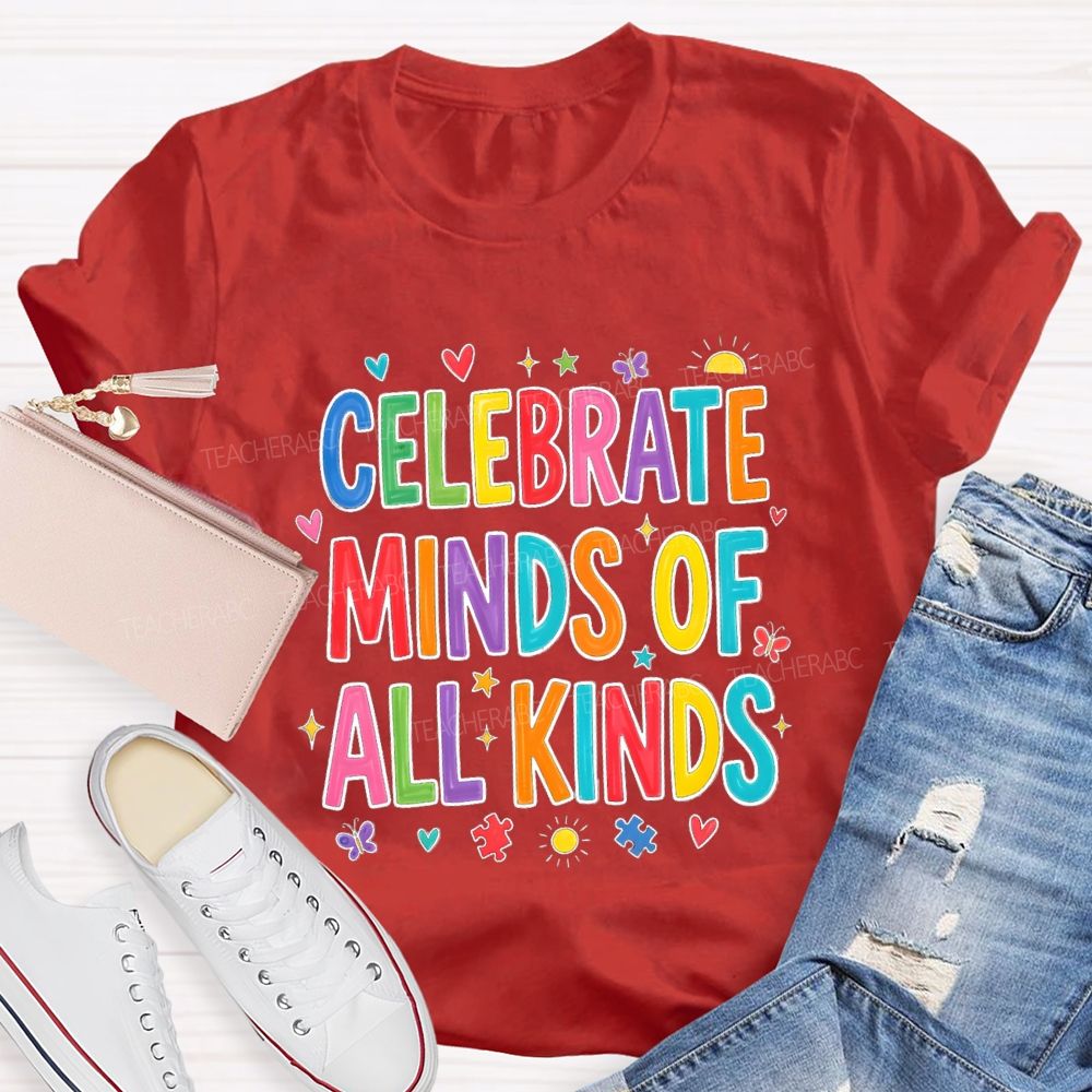 Celebrate Minds Of All Kinds Sunshine Butterfly Teacher T-shirts