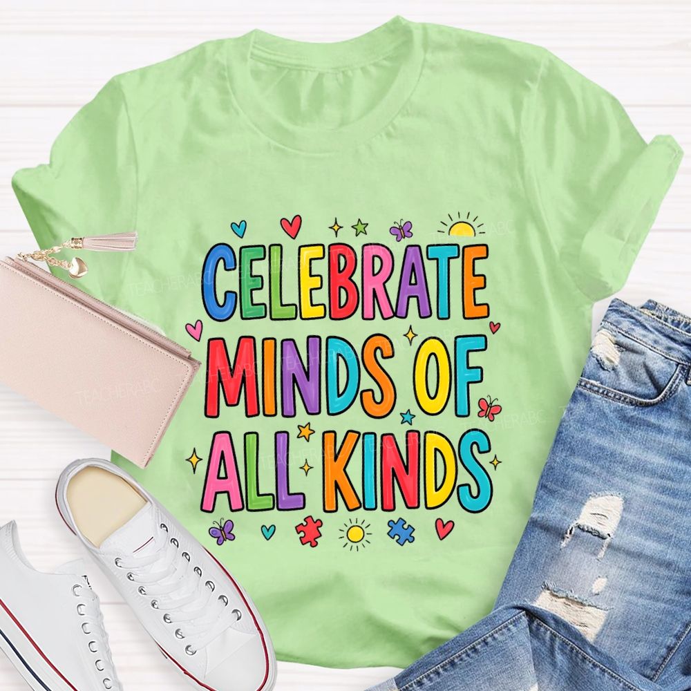 Celebrate Minds Of All Kinds Sunshine Butterfly Teacher T-shirts