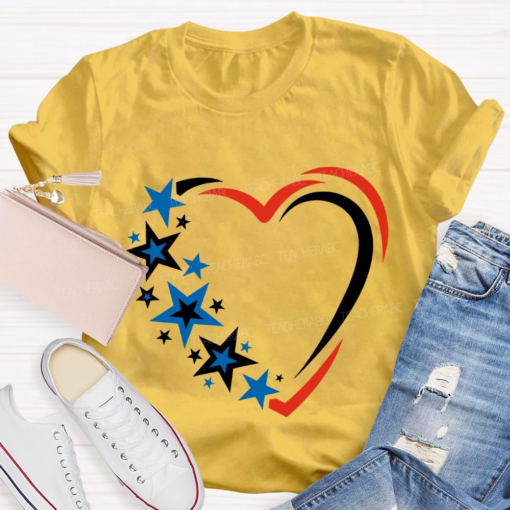 America 250 Years Stars And Hearts Teacher T-shirt