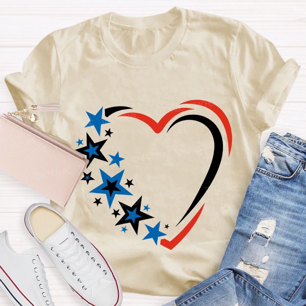 America 250 Years Stars And Hearts Teacher T-shirt