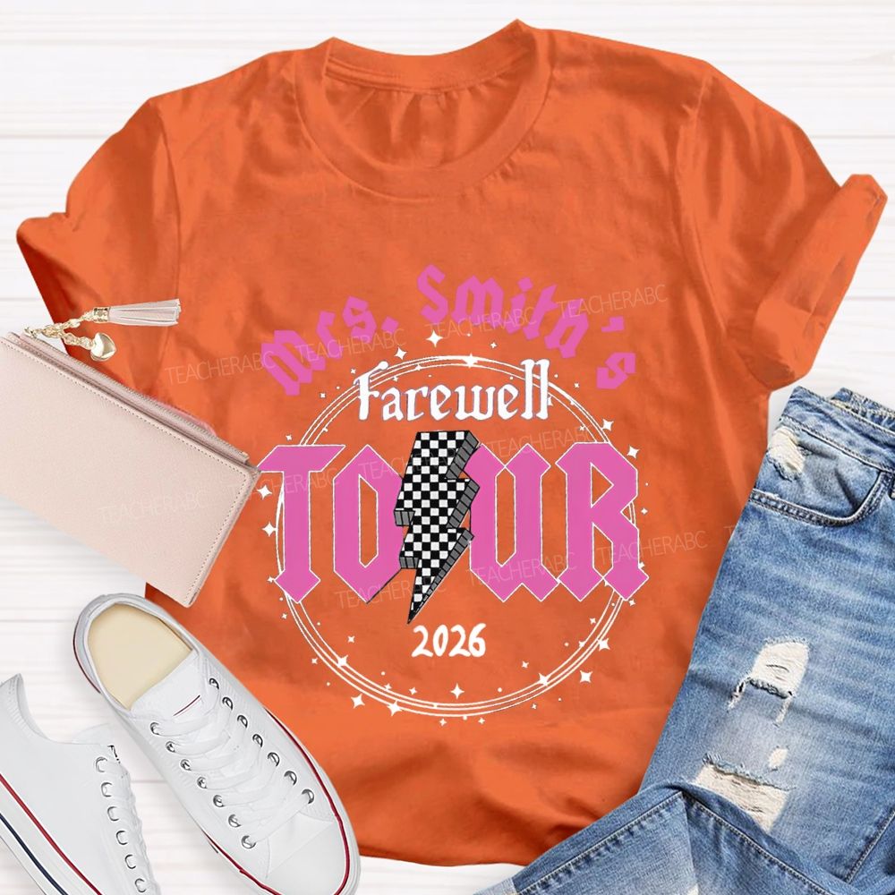 Personalized Name 2026 Farewell Tour Star Circle Teacher T-Shirt