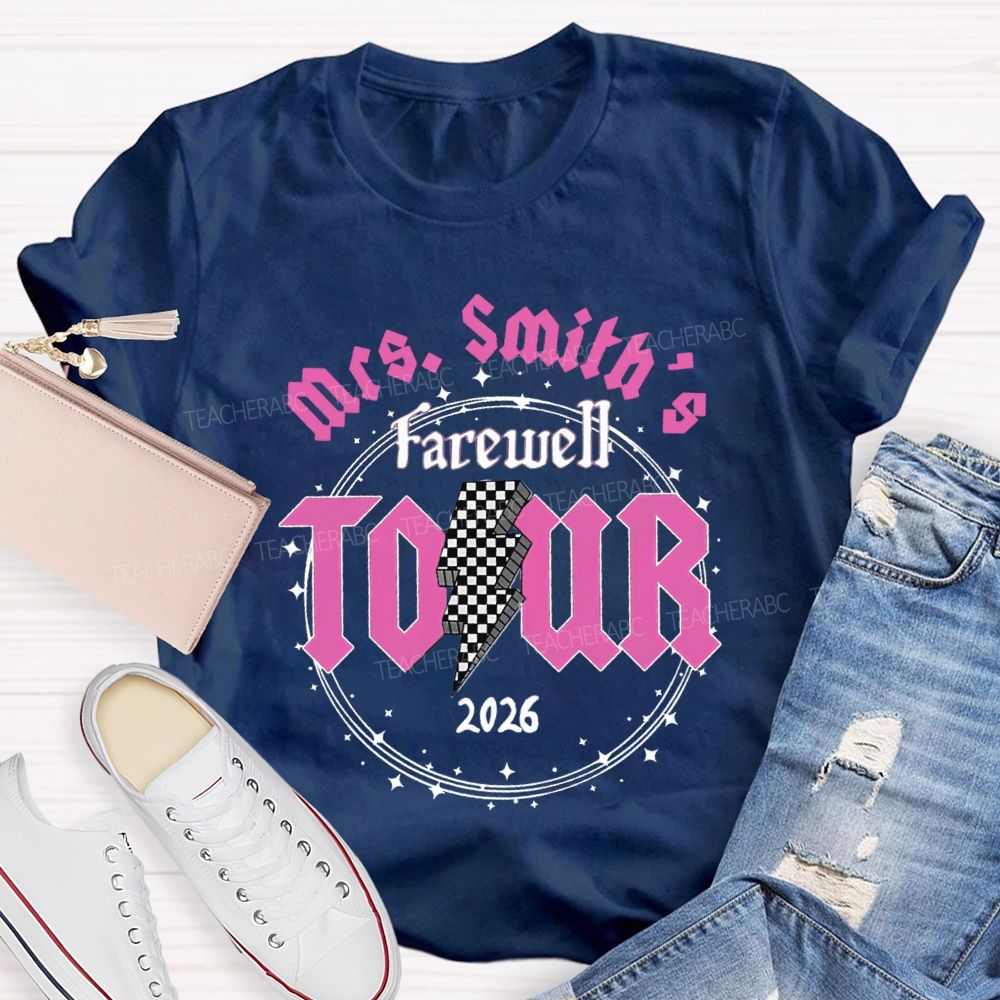 Personalized Name 2026 Farewell Tour Star Circle Teacher T-Shirt