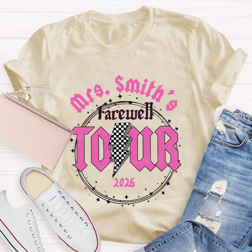 Personalized Name 2026 Farewell Tour Star Circle Teacher T-Shirt