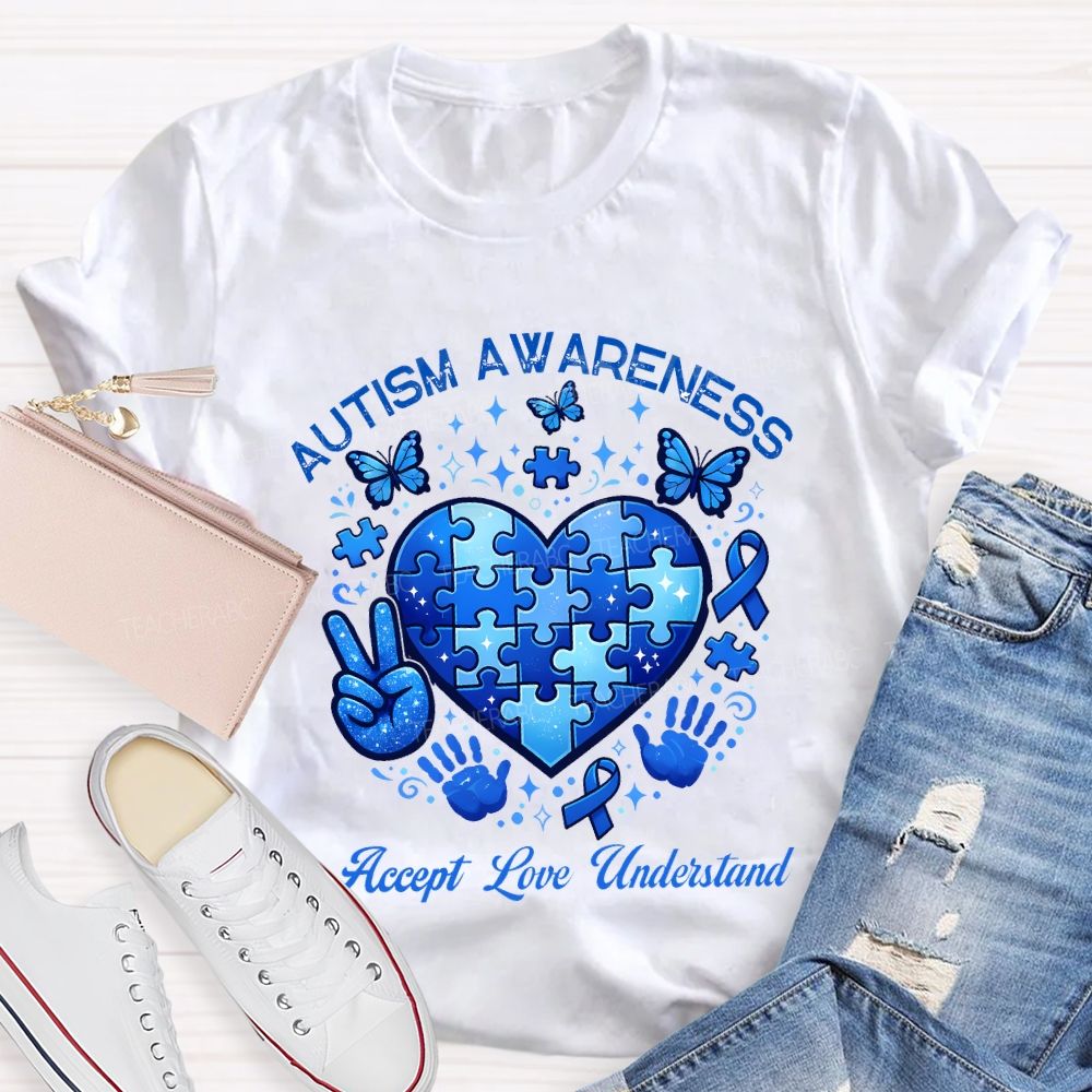 Autism Awareness Accept Love Understand Teacher T-shirt