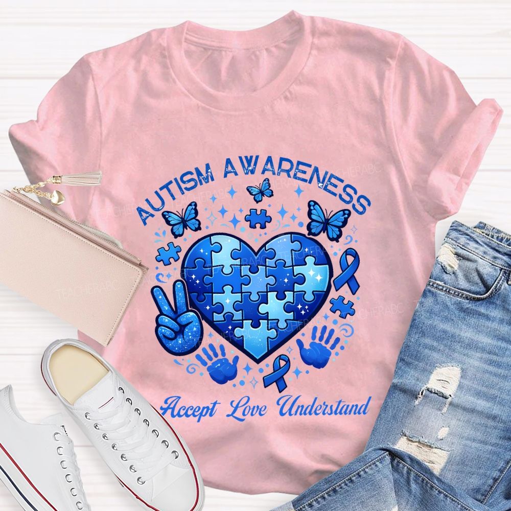 Autism Awareness Accept Love Understand Teacher T-shirt