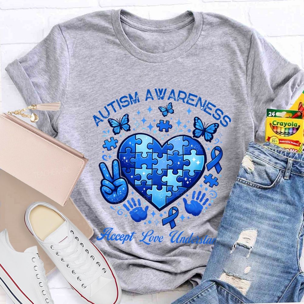Autism Awareness Accept Love Understand Teacher T-shirt