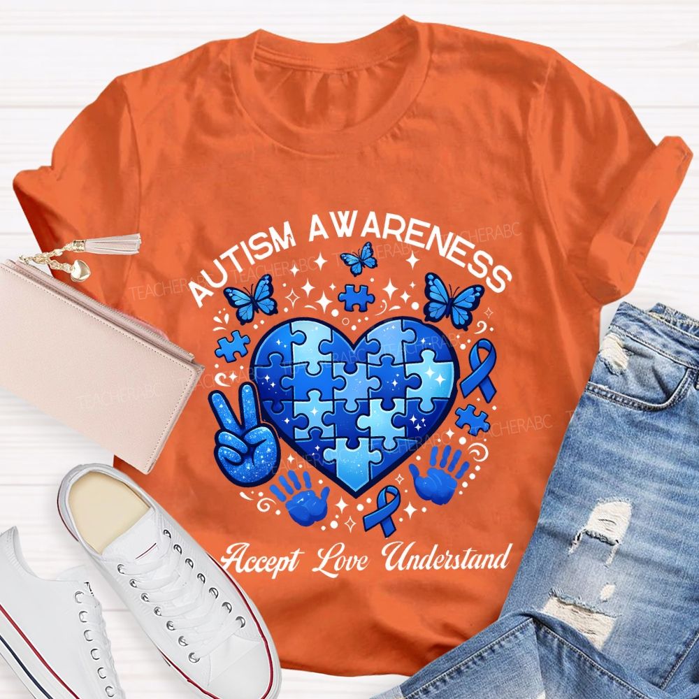Autism Awareness Accept Love Understand Teacher T-shirt