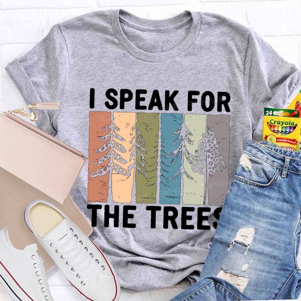 I Speak For Trees Earth Day Colorful Color-Block Print Teacher T-Shirt