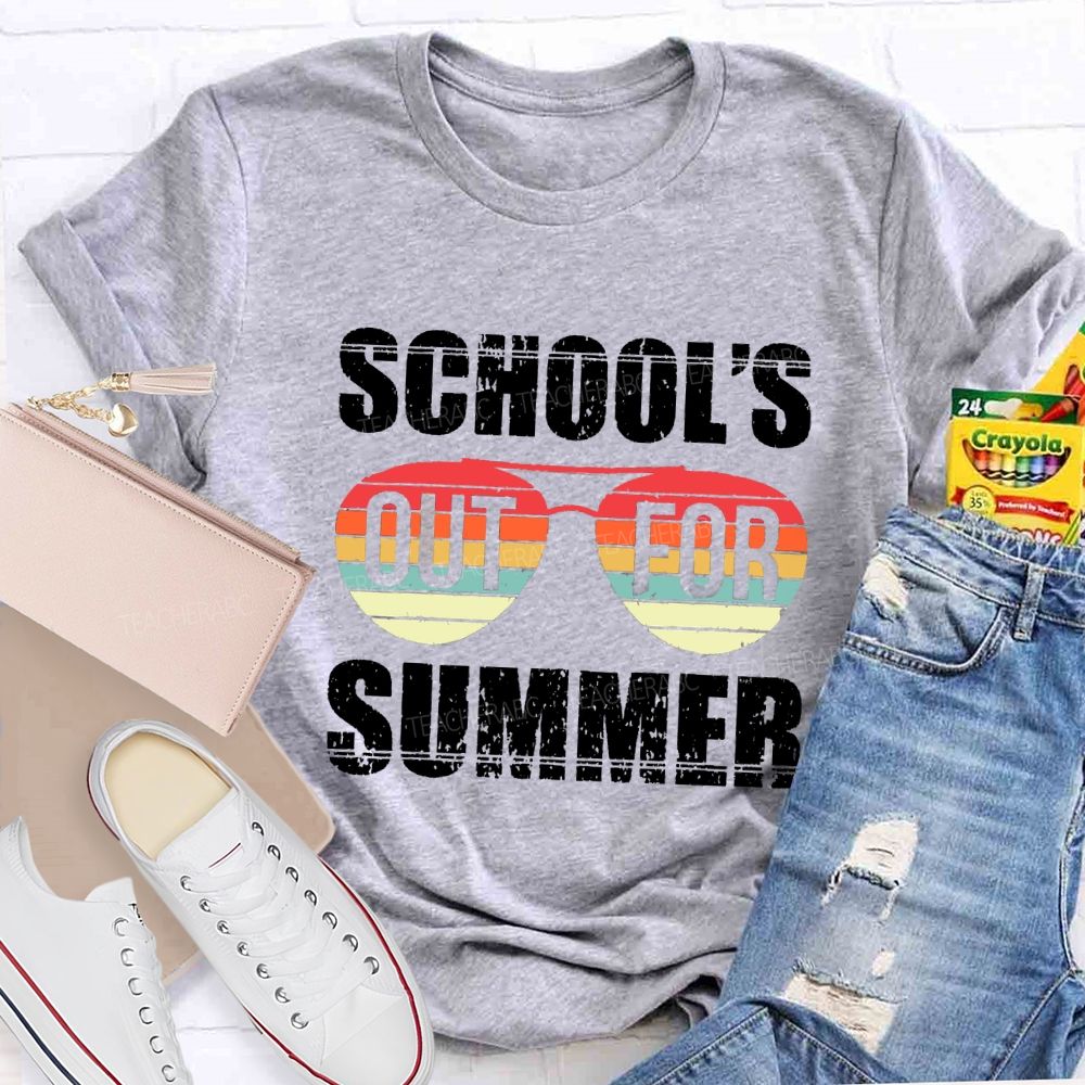 School's Out For Summer Colored Glasses Teacher T-Shirt