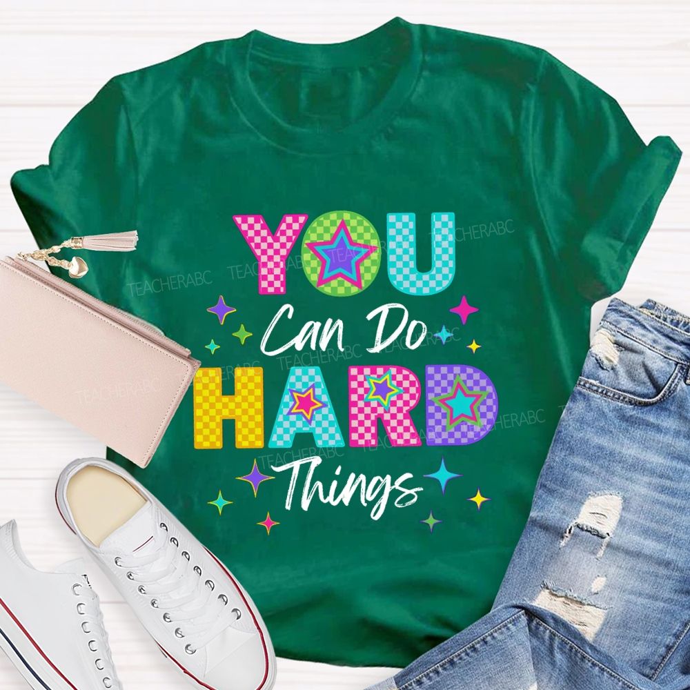 You Can Do Hard Thing Plaid Letters Teacher T-Shirt