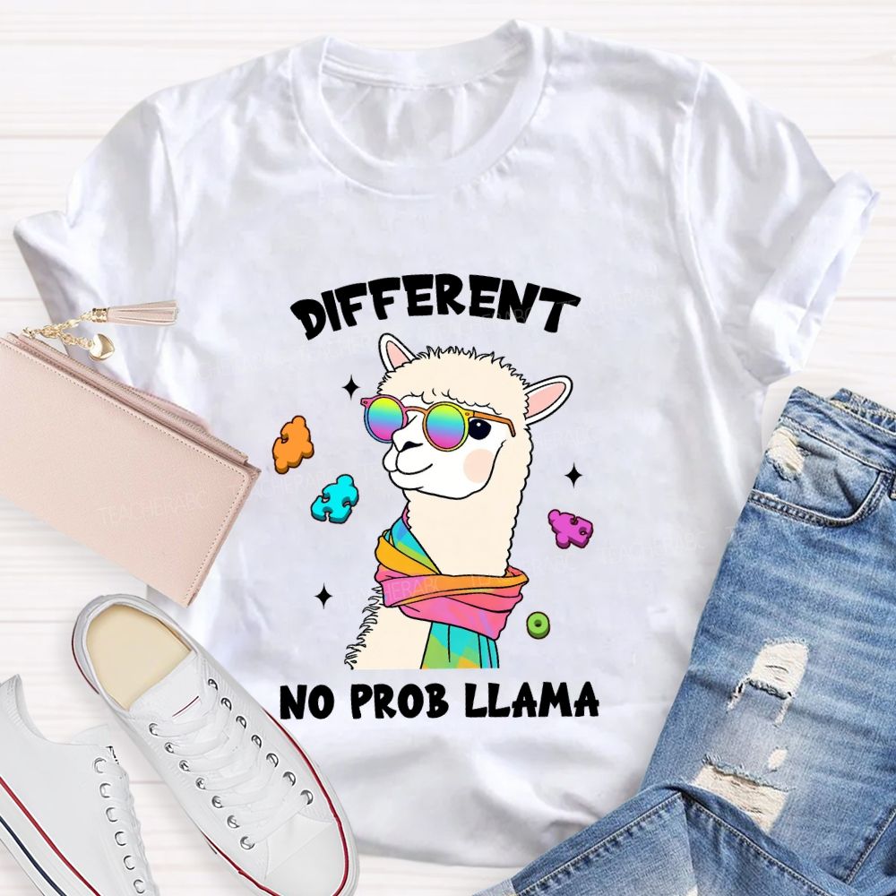 Different No Prob Llama Cute Alpaca Teacher T-Shirt