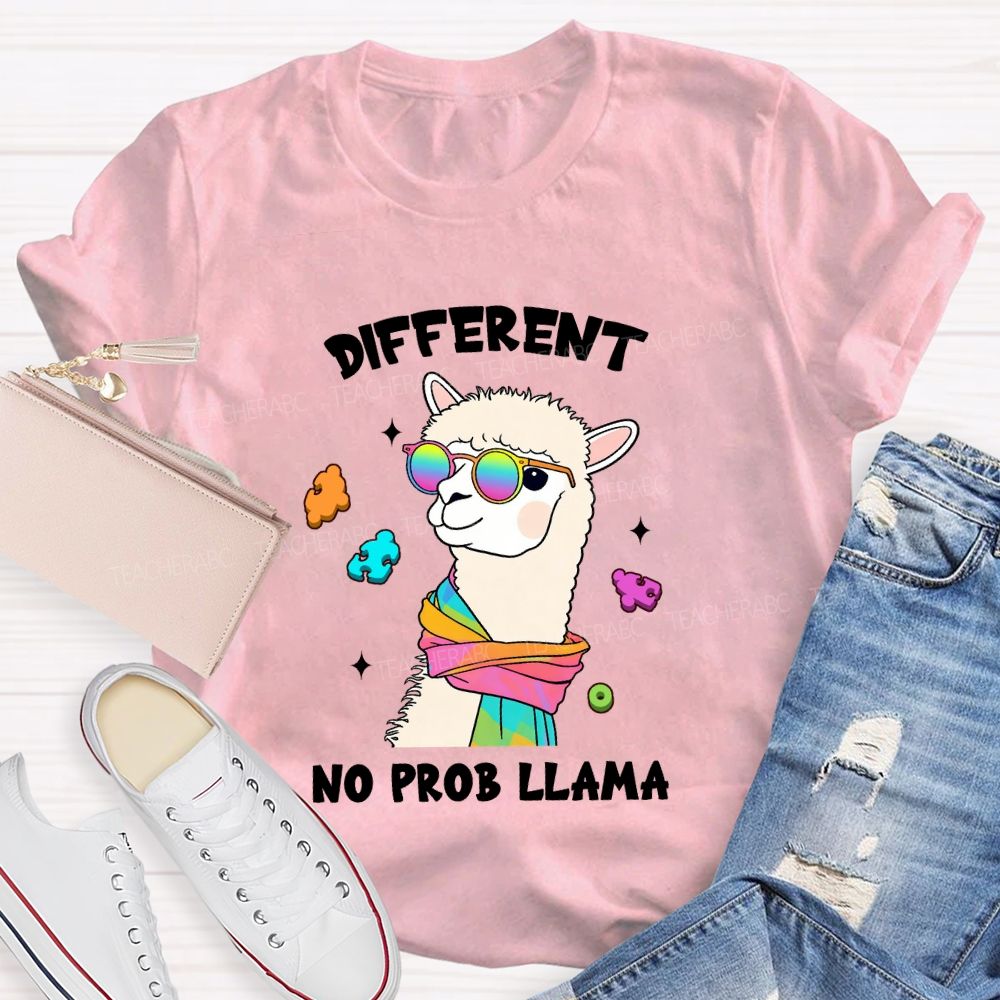 Different No Prob Llama Cute Alpaca Teacher T-Shirt