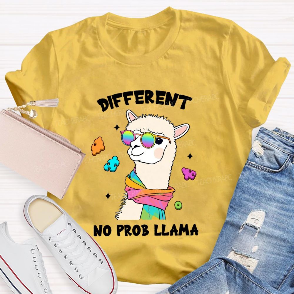 Different No Prob Llama Cute Alpaca Teacher T-Shirt