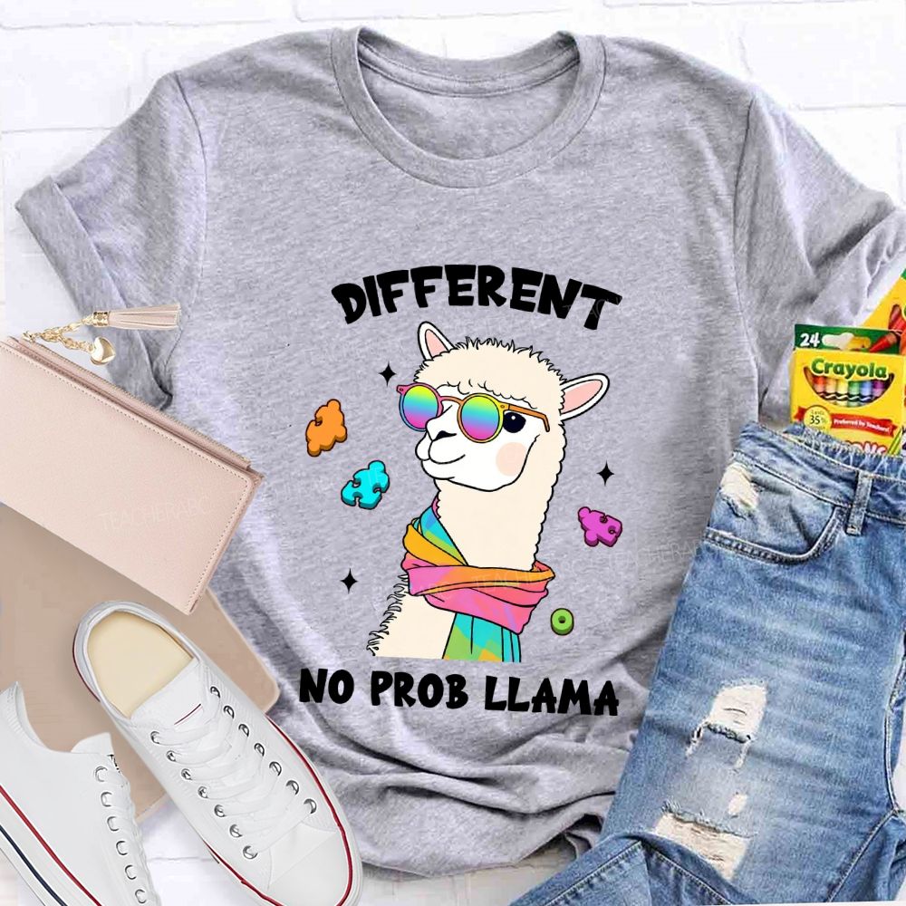 Different No Prob Llama Cute Alpaca Teacher T-Shirt