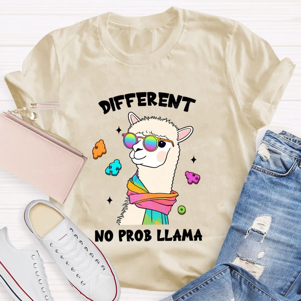 Different No Prob Llama Cute Alpaca Teacher T-Shirt