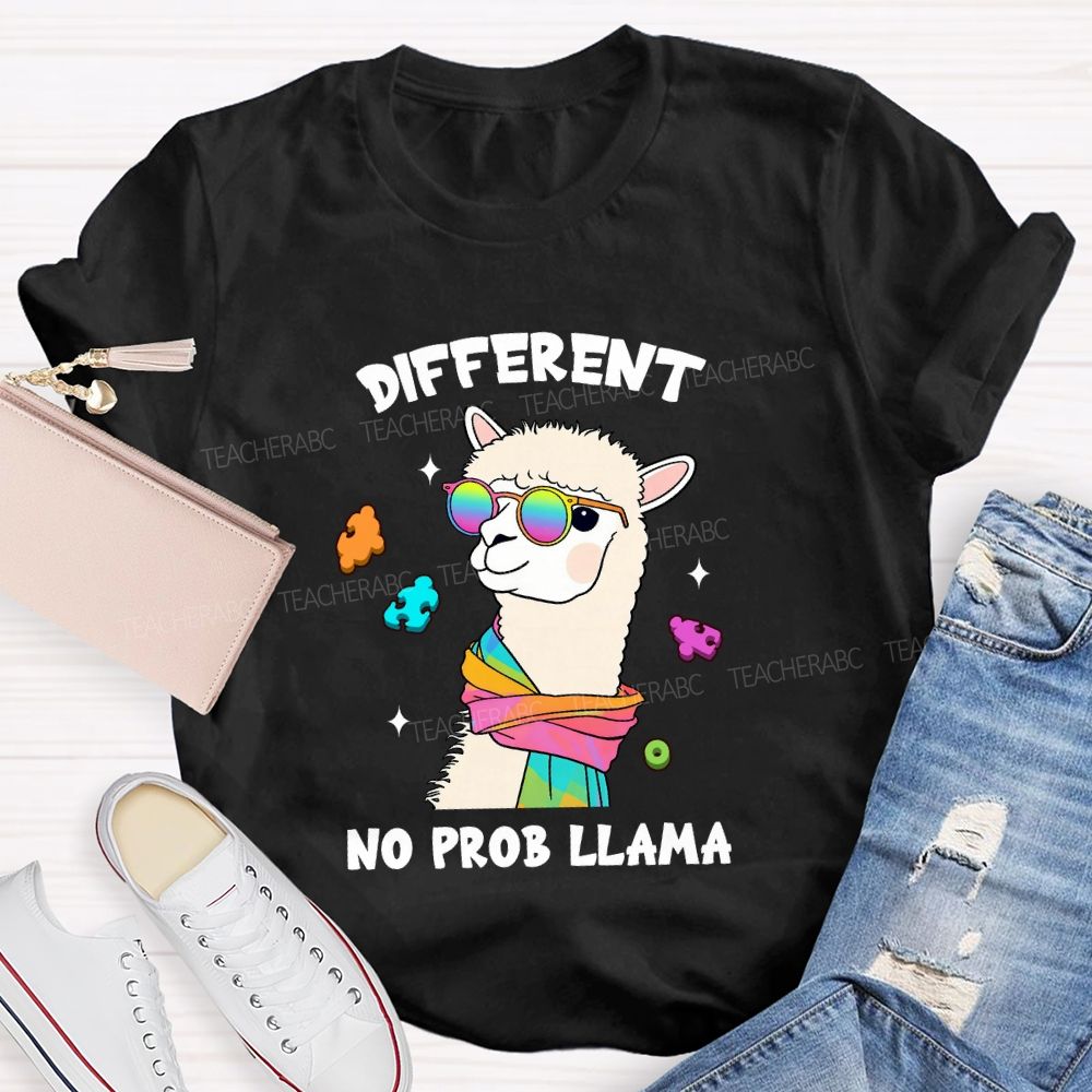 Different No Prob Llama Cute Alpaca Teacher T-Shirt